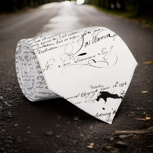 Cravate Belle calligraphie noir écriture manuscrite sur bl (Créateur téléchargé)