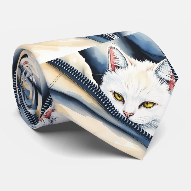 Cravate Belle collection de chats d'aquarelle moderne mign (Roulé)