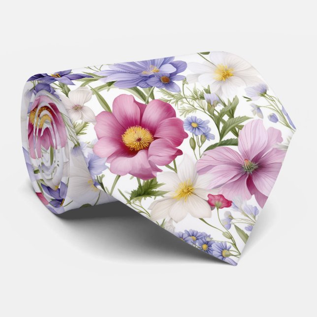Cravate Belle florale d'été colorée (Roulé)