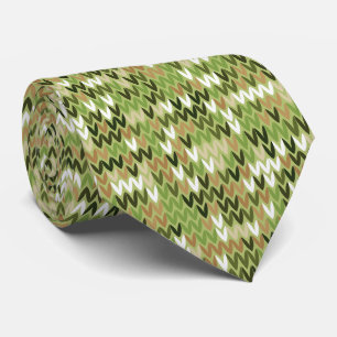 Cravate Belle motif en tricot de mamie vert olive