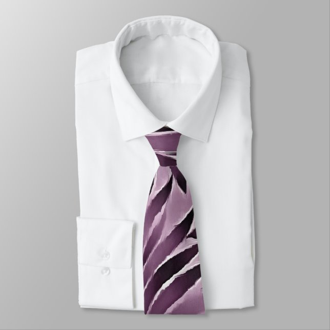 Cravate Belles feuilles en violet aubergine (Attaché)