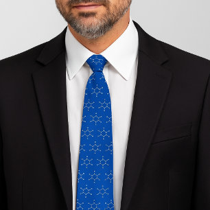 Cravate Benzene Molecule Motif Bleu