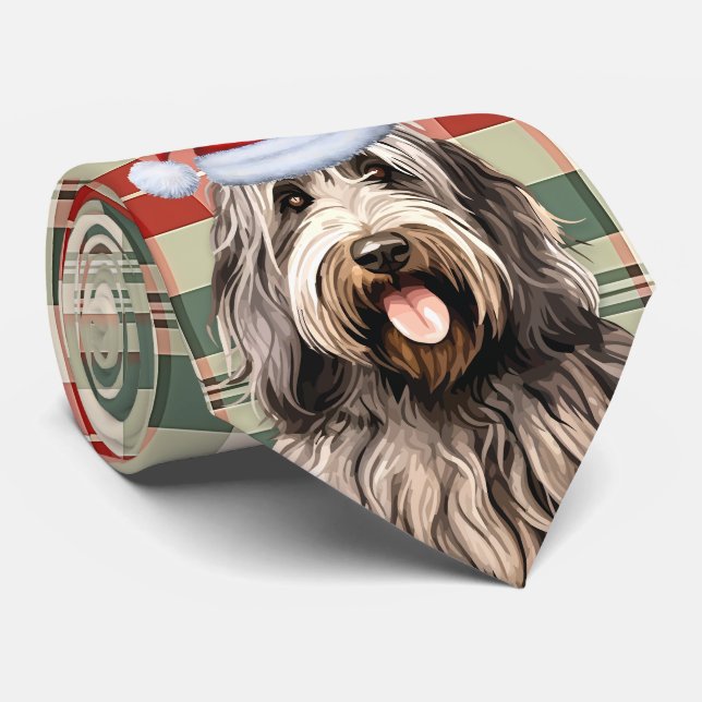 Cravate Bergamasco Chien vacances Jeu de Noël (Roulé)