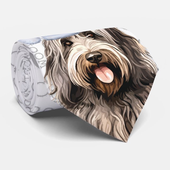 Cravate Bergamasco Drôle Woof Amoureux des chiens de Noël (Roulé)