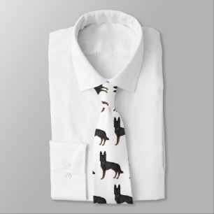 Cravate Berger Allemand Bi-Noir Motif Chien de Dessin Anim