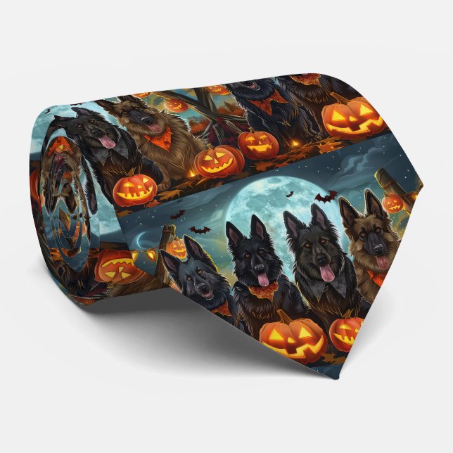 Cravate Berger Belge Halloween Épouvantable (Roulé)