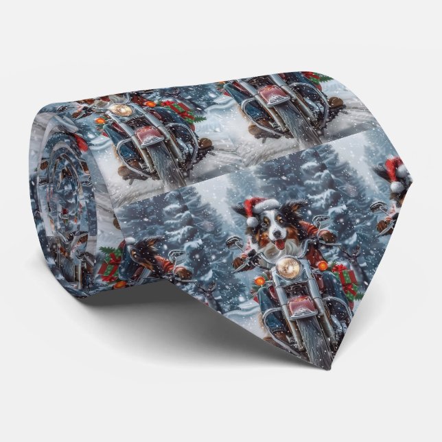 Cravate Bergers australiens à moto Noël (Roulé)
