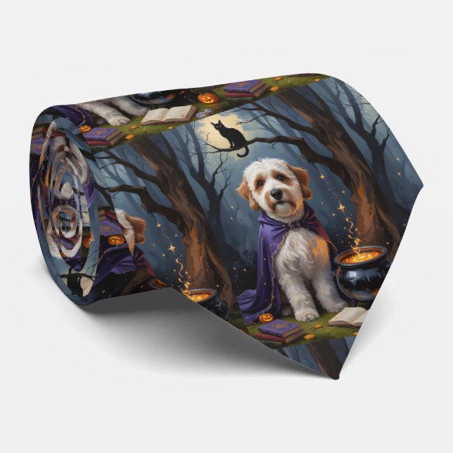 Cravate Bernedoodle Chien Whimsical Halloween Peinture (Roulé)