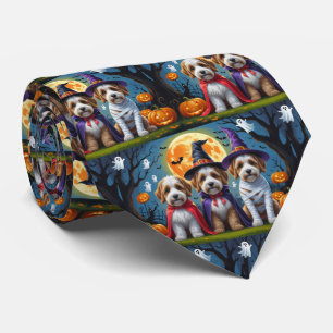 Cravate Bernedoodle Chiens Citrouille Halloween Funny