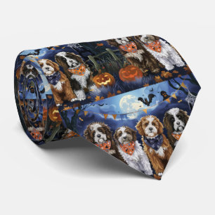 Cravate Bernedoodle Halloween Éffrayant