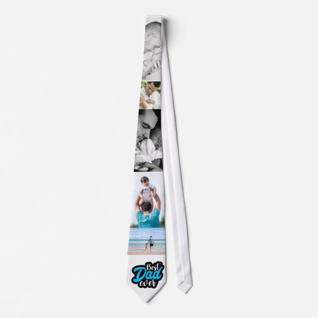 Cravate Best Dad Ever Photo Collage Customized Neck Tie (Devant)