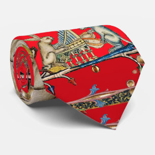 Cravate BESTIAIRE MÉDIÉVAL FAISANT DE LA MUSIQUE, Lapin, R