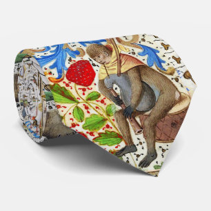 CRAVATE BESTIAIRE MÉDIÉVAL JOUER DES INSTRUMENTS MUSICAUX