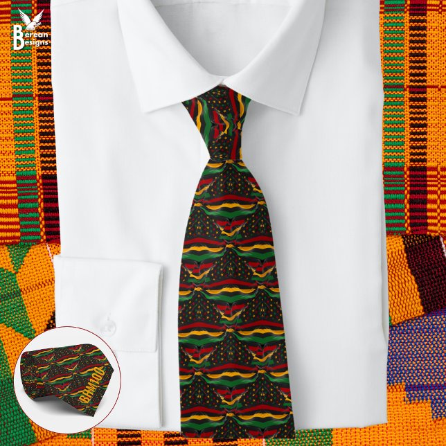 Cravate BHM100 Black History Month Centennial Monogram  (African American Stars & Stripes Tie with custom monogram. Ideal for Black History Month Centennial)