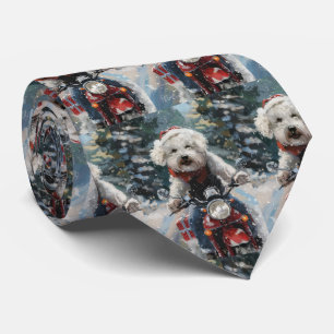 Cravate Bichon Frise à moto Noël