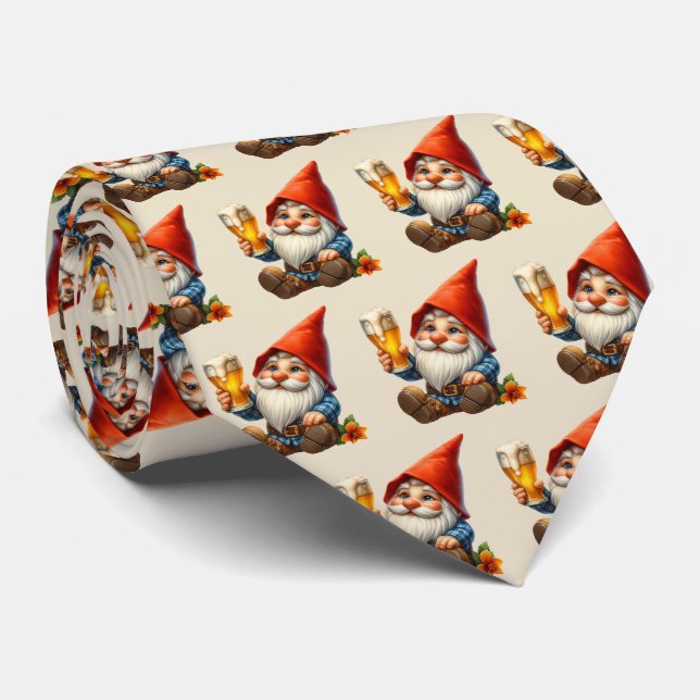 Cravate Bière cool carrelée gnome motif (Roulé)