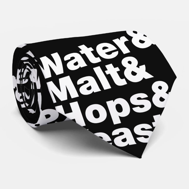 Cravate Bière = Eau & Malt & Hops & Yeast. (Roulé)