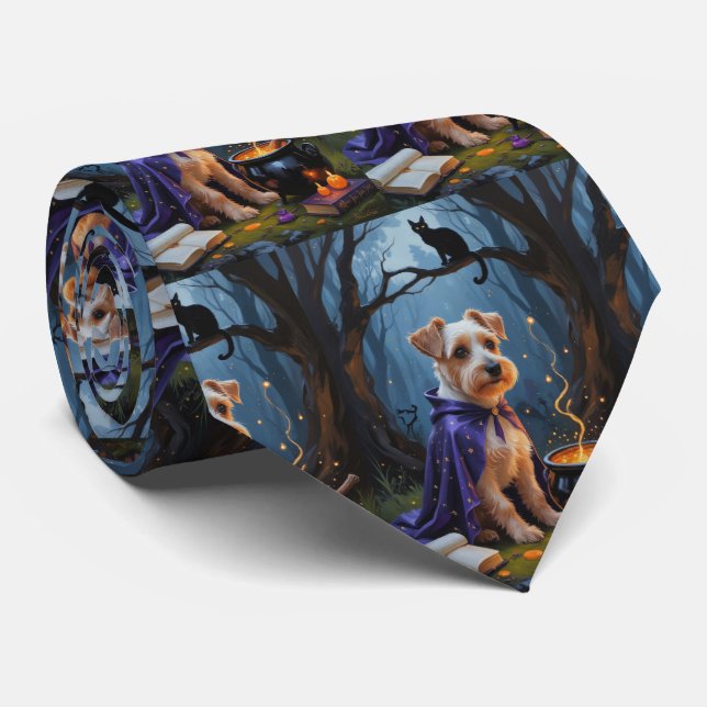 Cravate Biewer Terrier Chien Whimsical Halloween Peinture (Roulé)