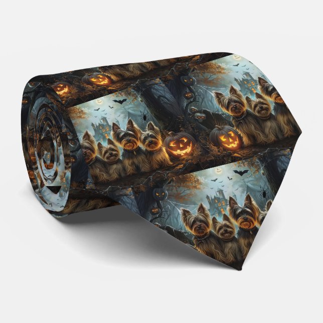 Cravate Biewer Terrier Halloween Night Doggy Délice (Roulé)