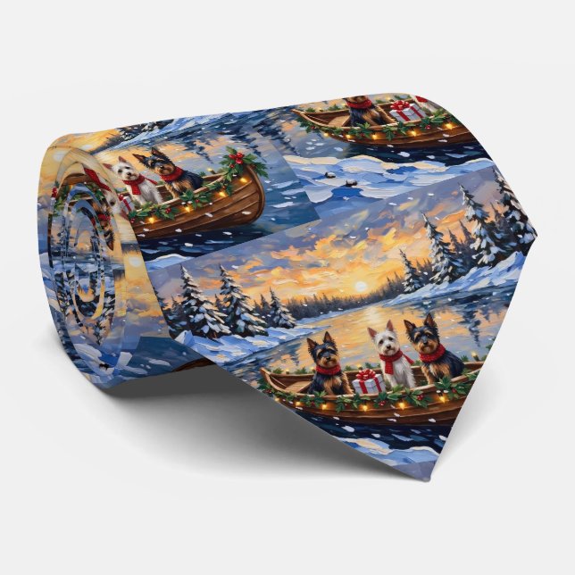 Cravate Biewer Terrier Noël Bateau Fêtes (Roulé)