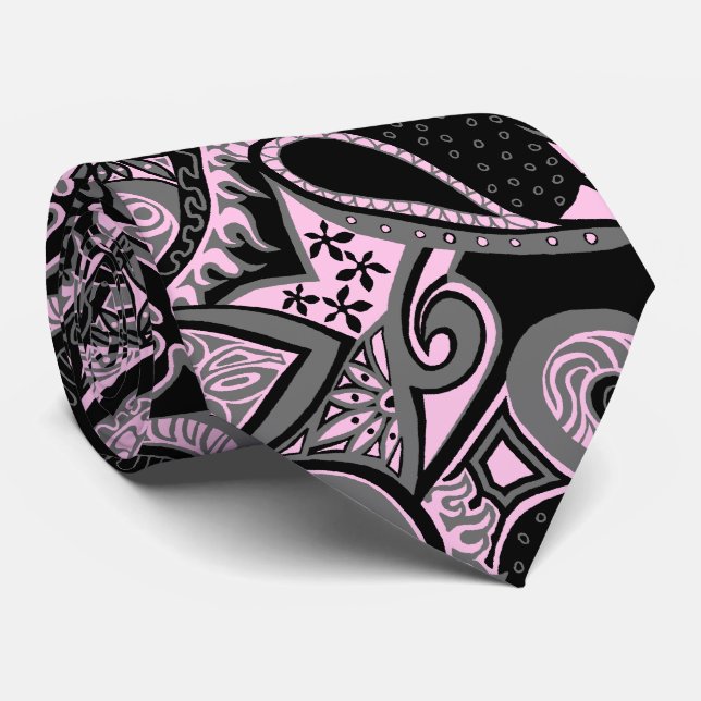 Cravate Bilatéral floral de Paisley de voyage de vague (Roulé)