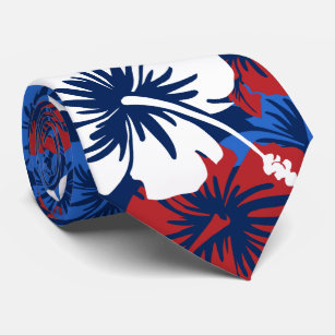 Cravate Bilatéral floral hawaïen de ketmie épique imprimé