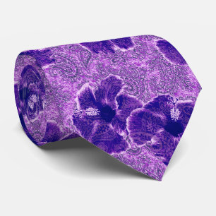 Cravate Bilatéral hawaïen de ketmie de Paisley rétro