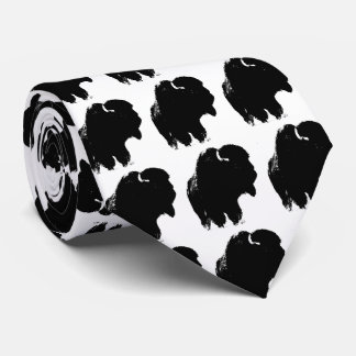 Cravate Bison d'art pop noir et blanc / Buffalo