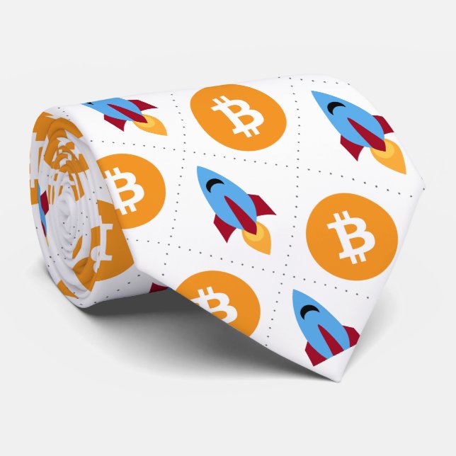 Cravate Bitcoin to the moon rocket crypto stockings (Roulé)
