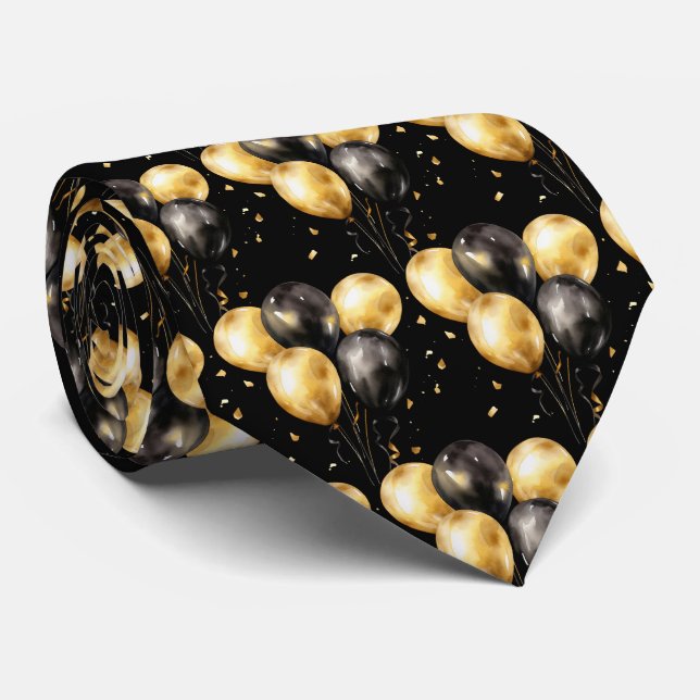 Cravate Black and Gold Balloons Neck Tie (Roulé)