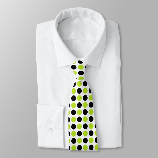 Cravate Black and Lime Green Polka Dots (Attaché)