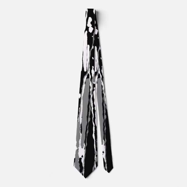 Cravate Black and White Abstract Linear Print (Devant)