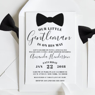 Cravate Black Bow Baby shower Gentleman Invitation