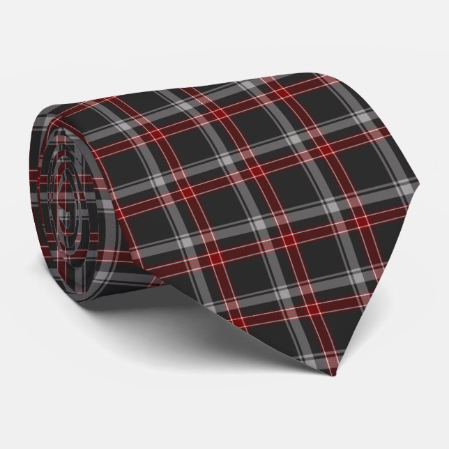 Cravate Black Burgundy White Plaid Classic Neck Tie (Roulé)