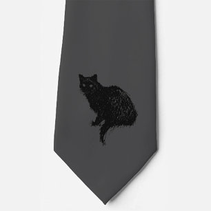 Cravate Black Cat Neck Tie Charcoal and Black
