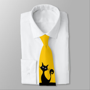 Cravate Black Cat on Yellow Spory Men