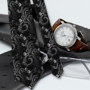 Cravate Black Floral Paisley Motif