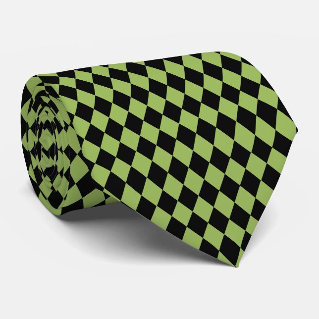 Cravate Black & Green Diamonds Tie (Roulé)