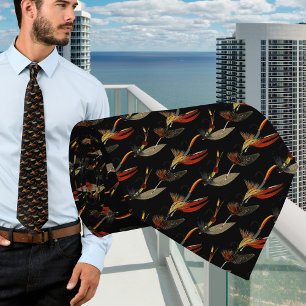 Cravate Black Green et Tan Fly Pêche Vintage Aquarelle