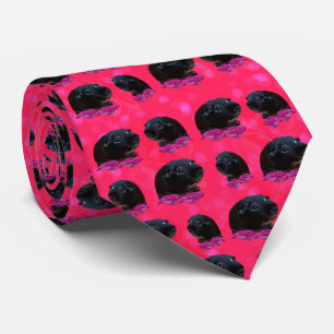 Cravate Black Guinée Pigs On Pretty Pink Rose