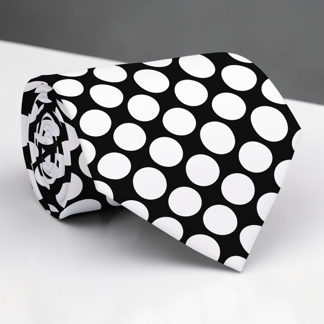 Cravate Black Jumbo Polka Dots Custom Necktie (Créateur téléchargé)