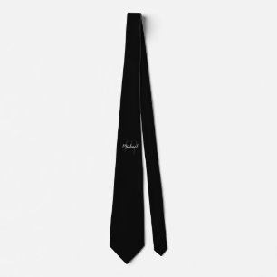 Cravate Black Modern Script Personnalisé Monogramme et nom