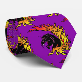 Cravate Black Panther Head Flames Sports Football Necktie