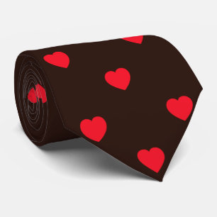 Cravate Black Red Heart Print Mens Tie