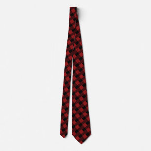 Cravate Black Red Plaid Check Neck Tie - Modern