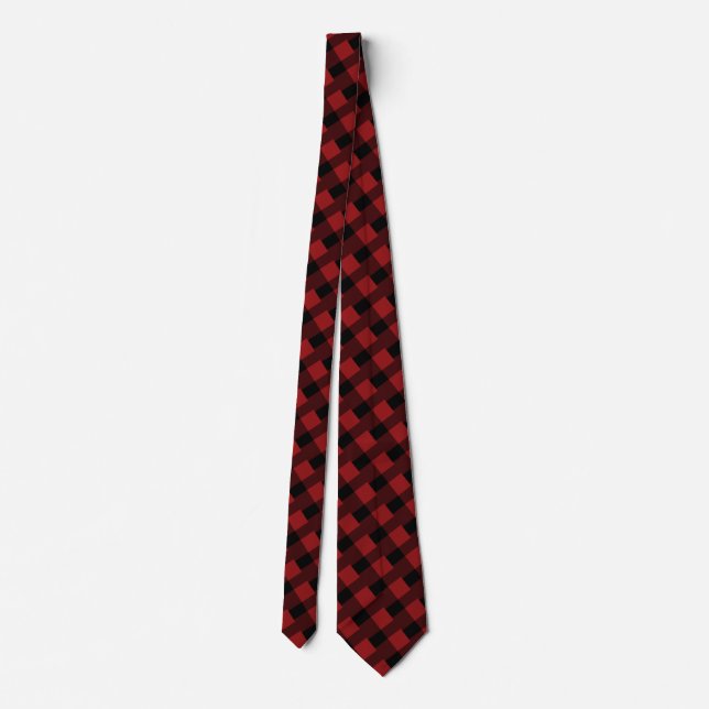 Cravate Black Red Plaid Check Neck Tie - Modern (Dos)