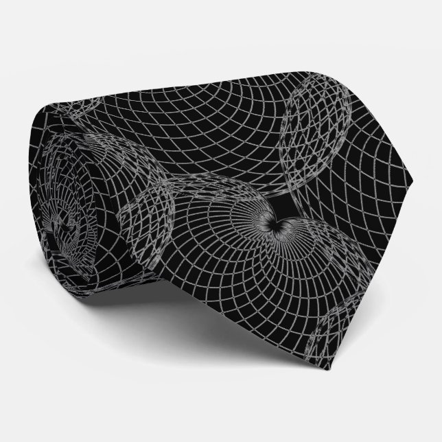 Cravate Black Smoke 000000 & Silver Grey "Spider Web" (Roulé)
