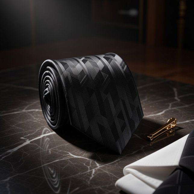 Cravate Black Tonal Geometric (Créateur téléchargé)