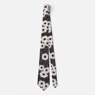 Cravate Black & White Poppy Floral