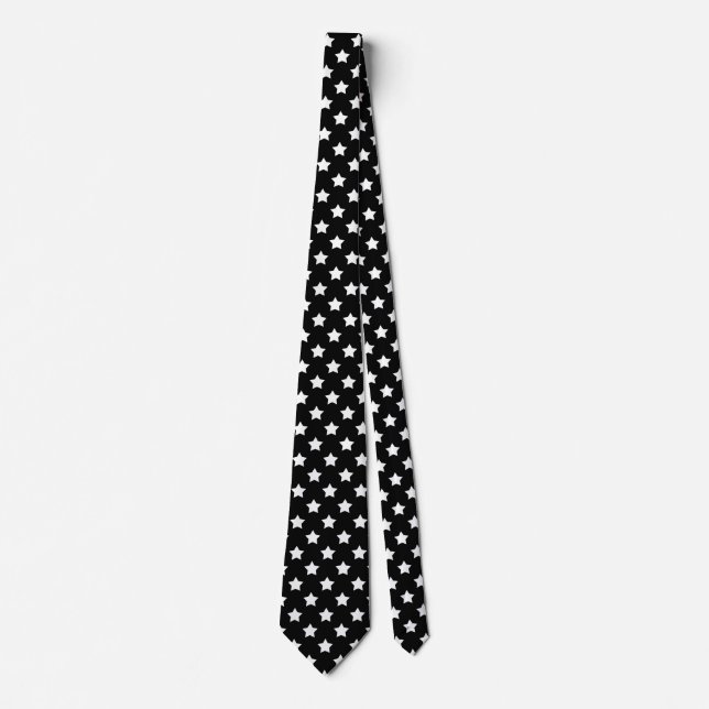 Cravate Black White Stars Motif Décor (Devant)